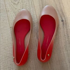 Rain Ballet Flats. Red Blush.